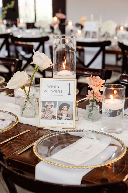 Reception table decor included at Sunset Oaks