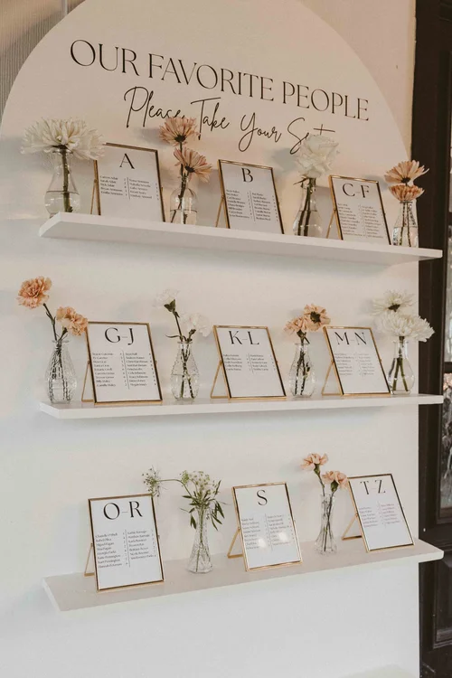 Seating chart decor included at Sunset Oaks
